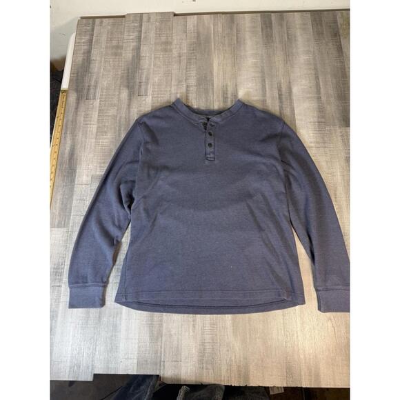 Vintage Ll Bean Five Button Henley Shirt Heavyweight Sweater Navy Blue Men’s LT - Picture 5 of 8